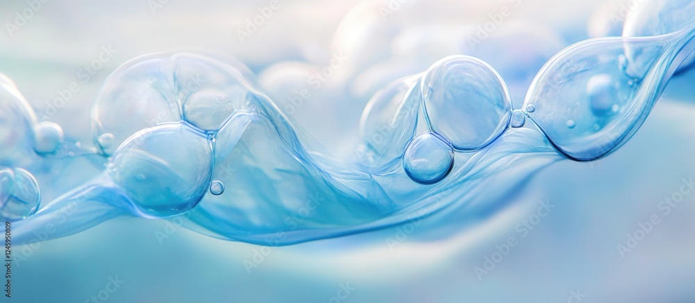 Aufkleber close-up view of translucent blue bubbles floating gracefully underwater creating a serene and tranq