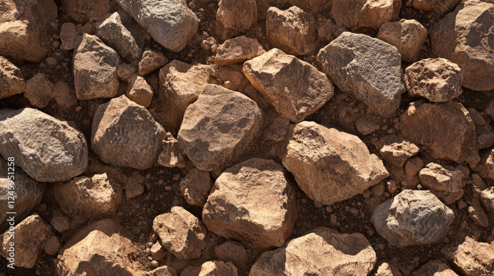 Poster close up of rugged rocky desert terrain showcasing natural textures and empty space for customizable