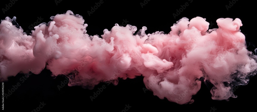 Poster elegant close-up of vibrant pink smoke clouds billowing against a dark background creating a dynamic
