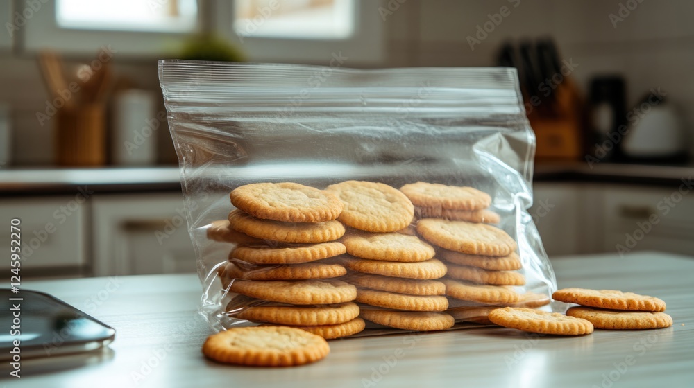 Aufkleber delicious assortment of cookies in a transparent bag on kitchen countertop inviting indulgence with 