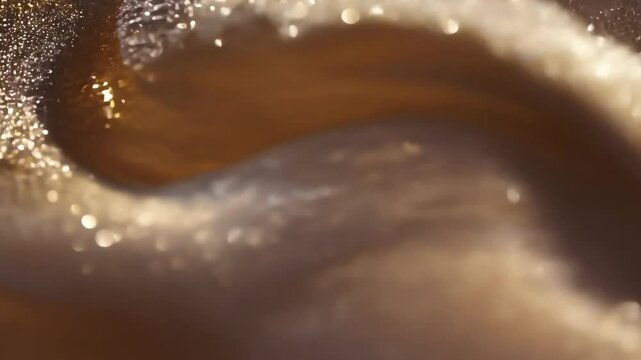 Color of the Year 2025 Mocha Mousse. The background is blurred with glitter in the color of 2025. A beautiful luxury background for work or advertising