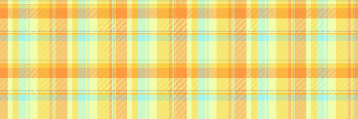 Hispanic texture tartan check, kind seamless plaid pattern. Tee textile background fabric vector in lime and orange colors.