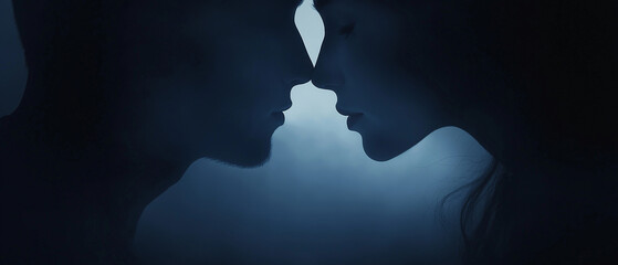 A couple kissing in the dark