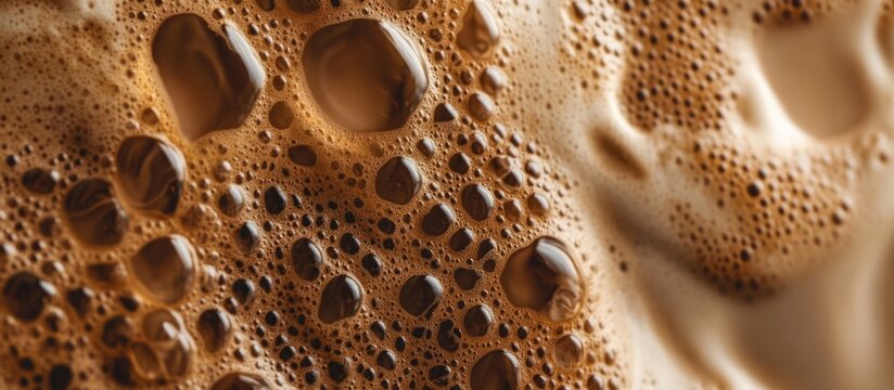 coffee foam macro texture with bubbles seamless background for beverage design and culinary presentations