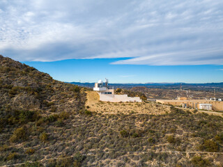 Faro de Moj&aacute;car en Almeria, Andalucia a vista de drone