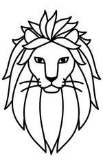 Simple line drawing of a lion facing front, male and female