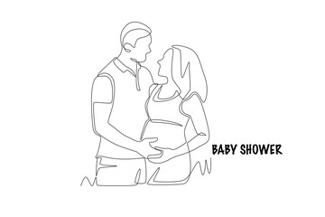 Baby shower concept one-line drawing