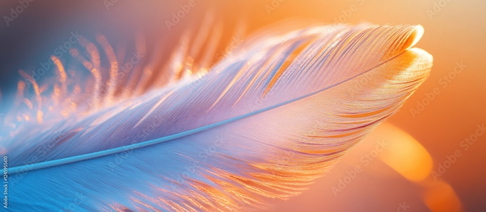 Aufkleber delicate closeup of a colorful feather with soft light and gradients in a nature inspired background