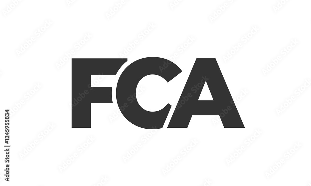 Poster fca logo design template with strong and modern bold text. initial based vector logotype featuring s