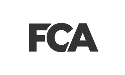 FCA logo design template with strong and modern bold text. Initial based vector logotype featuring simple and minimal typography. Trendy company identity.