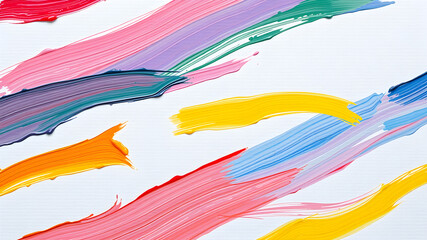 Beautiful strokes of colorful oil paints as background, closeup. Generative AI