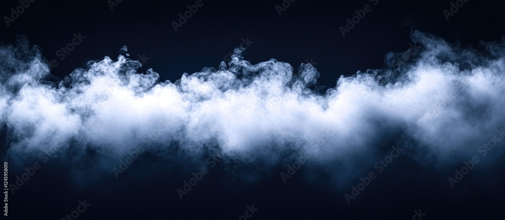 Poster curly white steam swirling against a black background creating a dramatic fog effect perfect for art