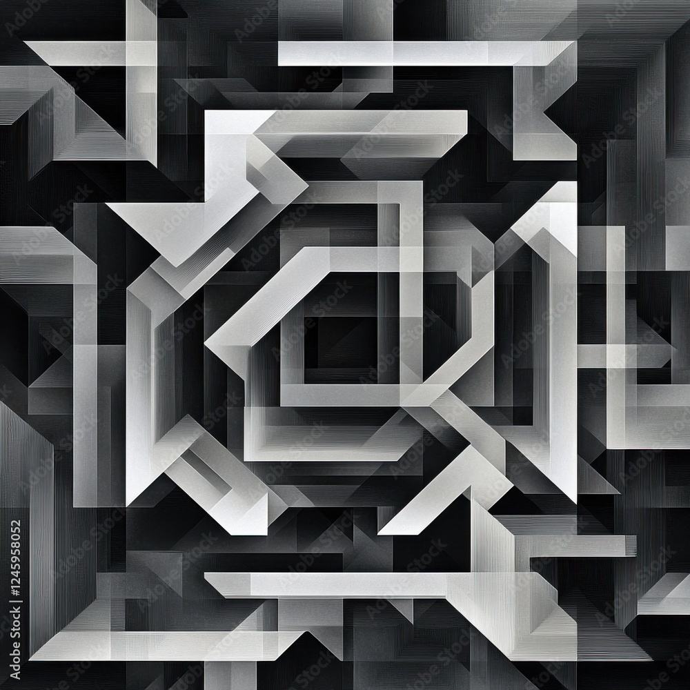 Wall mural black and white abstract geometric pattern featuring large square and modern design elements