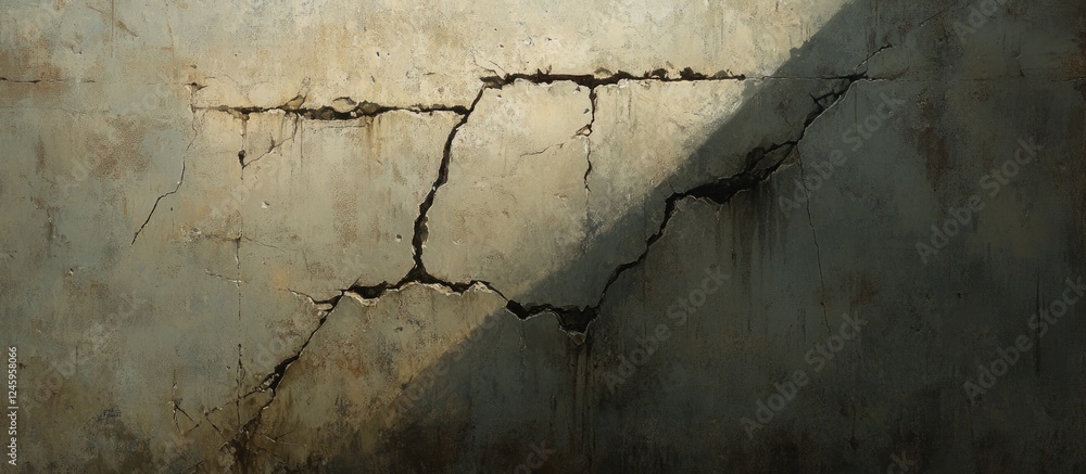 Poster weathered concrete wall with visible cracks and textures showcasing age and deterioration for archit