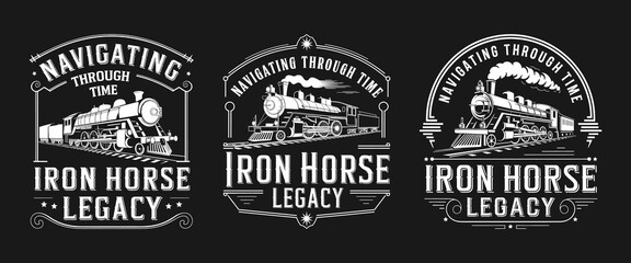 Iron Horse Legacy T-Shirt Design - Navigating Through Time with Classic Train Graphics, Perfect for Railroad and Vintage Enthusiasts Who Appreciate Timeless Trains and Their Rich History