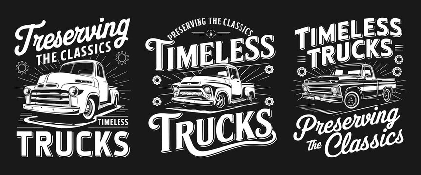 Timeless Trucks T-Shirt Design - Preserving the Classics Since 1971 with Retro Pickup Graphics, Perfect for Truck Enthusiasts and Vintage Vehicle Lovers Who Appreciate Automotive Heritage