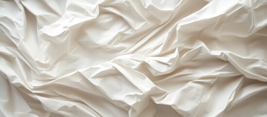 Obraz premium Crumpled white paper textured background for creative design, stationery, or artistic projects featuring soft folds and wrinkles.
