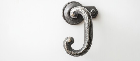 Vintage curtain hook in wrought iron style mounted on a clean white background showcasing elegant design and functionality.