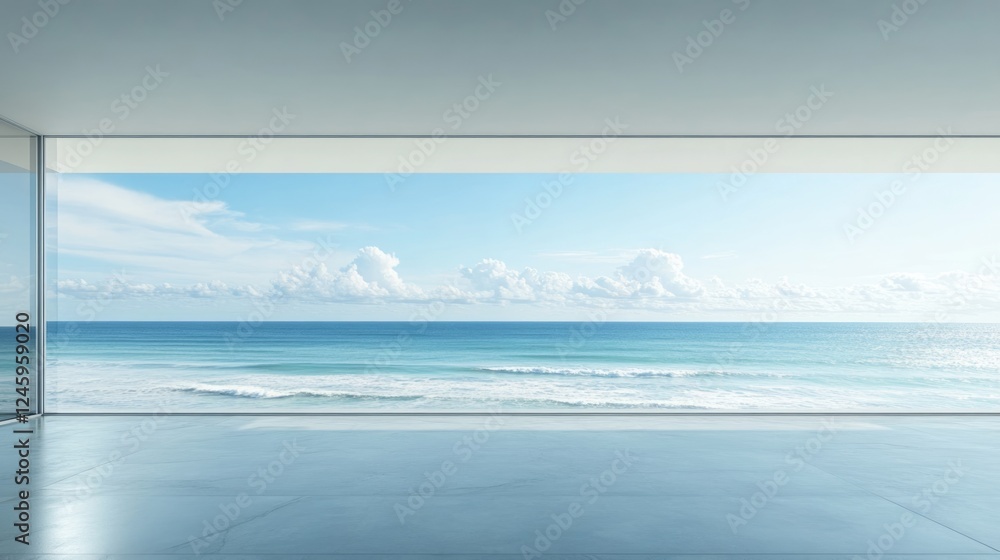 Leinwandbilder modern conference room with panoramic ocean view and clear space for customization and text overlay.
