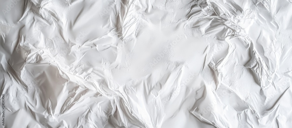 Poster Crumpled silver foil texture background for design and creative projects in close-up view