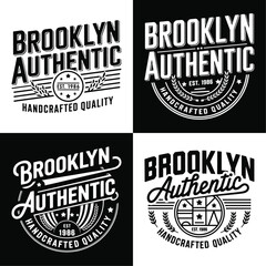 Obraz premium Brooklyn Authentic T-Shirt Design - Handcrafted Quality Since 1986, Featuring Vintage Graphics Perfect for Urban Fashion Enthusiasts Who Appreciate Style and Craftsmanship