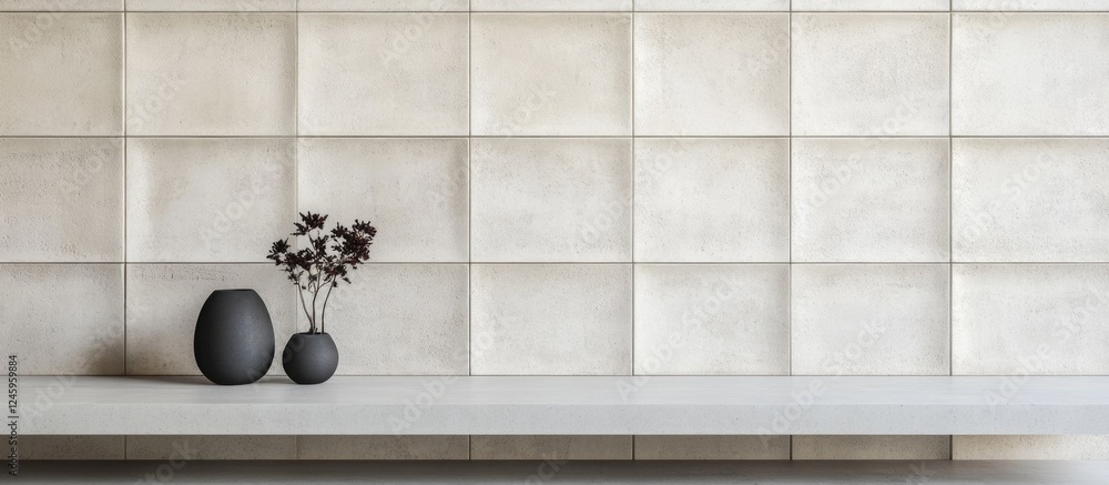 Aufkleber cream concrete wall texture with geometric panels ideal for backgrounds and cover pages in modern de