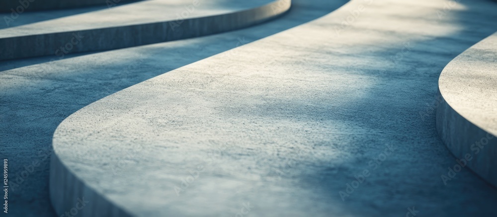 Poster Wavy concrete road background with soft shadows creating a modern, abstract texture perfect for urban design and architectural visuals.