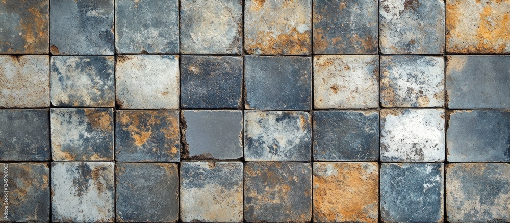 Poster aged tile texture with unique color variations and rustic surface for background use