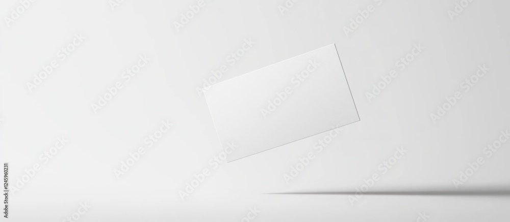 Poster surreal floating white business card mockup against a clean white background for creative branding v