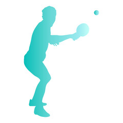 Table Tennis Player Silhouette on White Background. Vector Illustration in Colorful Design.