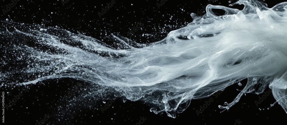 Poster close up of abstract white steam or smoke against a black background showcasing fluid motion and eth