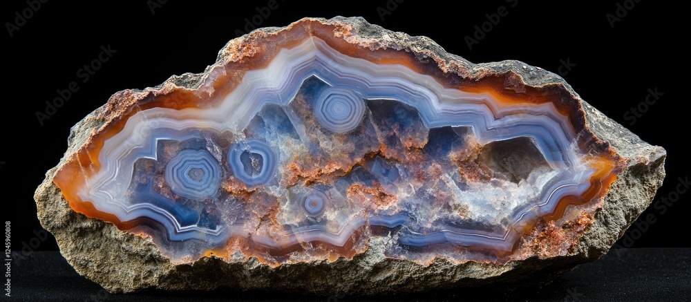 Aufkleber translucent agate slice showcasing vibrant natural patterns and textures in a stunning mineral displ