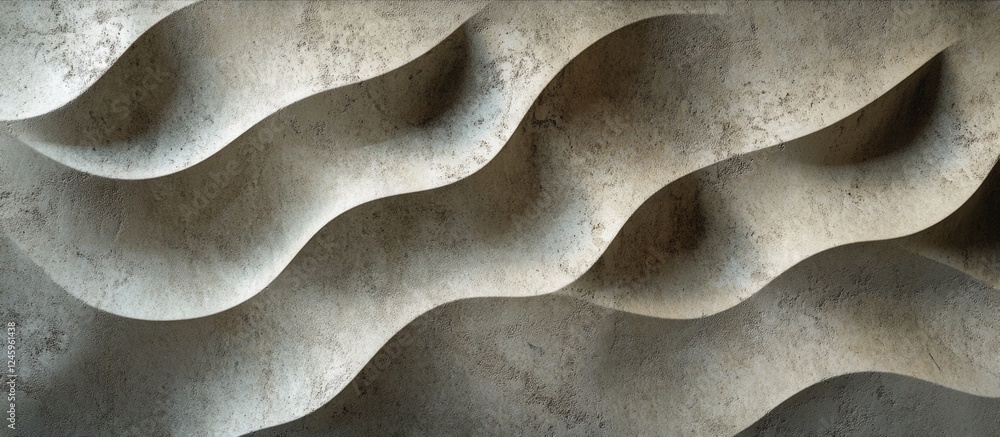 Leinwandbilder Textured concrete wall with wave patterns creating a modern architectural background for design and construction projects.