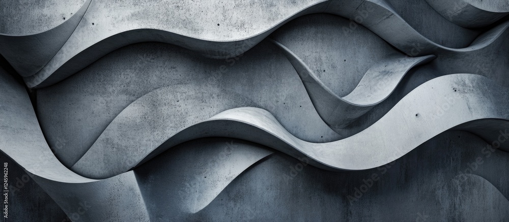 Poster Abstract concrete texture with dynamic waves in shades of gray for modern and artistic design applications.