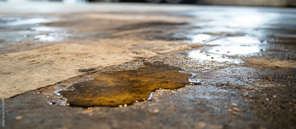 Aufkleber Concrete floor texture with oil stain sand and dust showing dirty background with ample left side copy space for design use