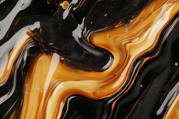 Abstract gold, black liquid swirls, texture, background, design