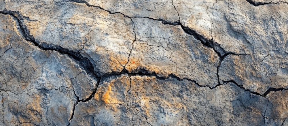 Aufkleber cracked concrete surface texture with earthy tones highlighting natural wear and tear in an abstract