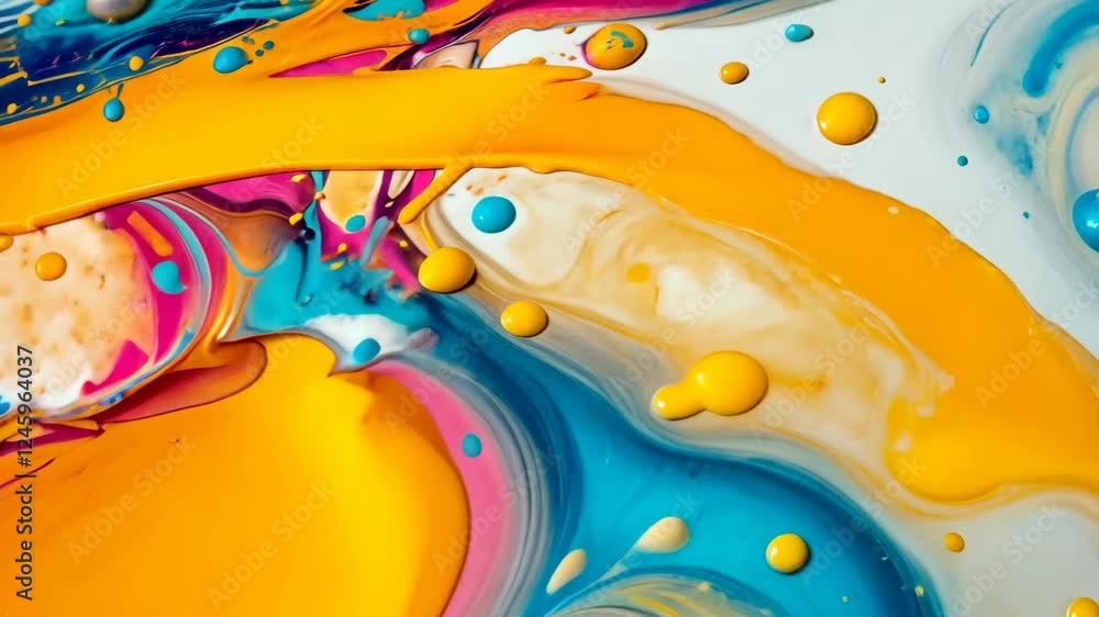 Poster vibrant abstract paint swirl forms dynamic artistic patterns with bold colors