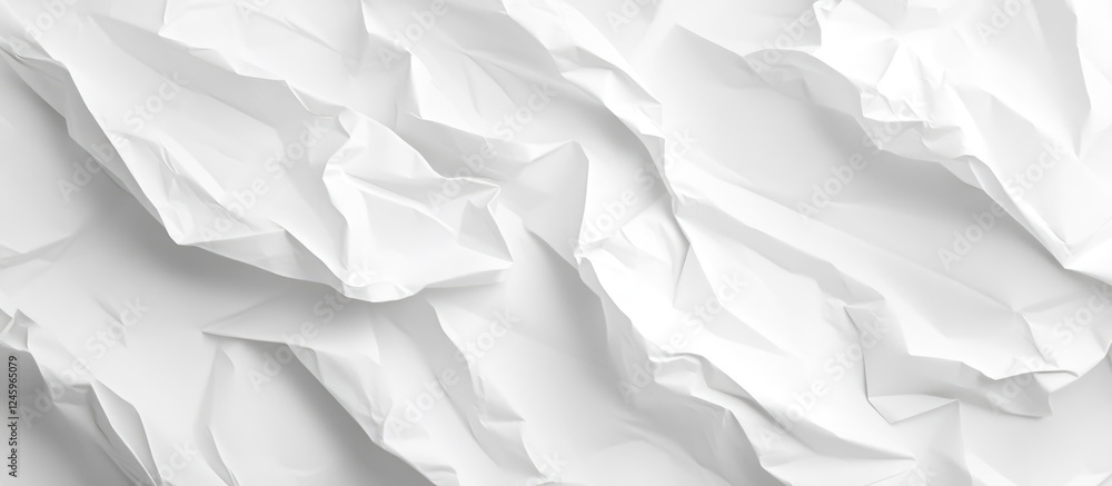 Aufkleber Textured crumpled white paper background ideal for design projects and creative presentations showcasing depth and abstract patterns.
