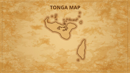 A Vintage Map Depicting the Borders of the Tonga. Tonga map with federal states in A vintage map based background, Political Tonga Map