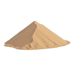 Sand pile in construction site, light brown granular material mounded high for building projects, perfect for text overlay. Isolated on white background or PNG