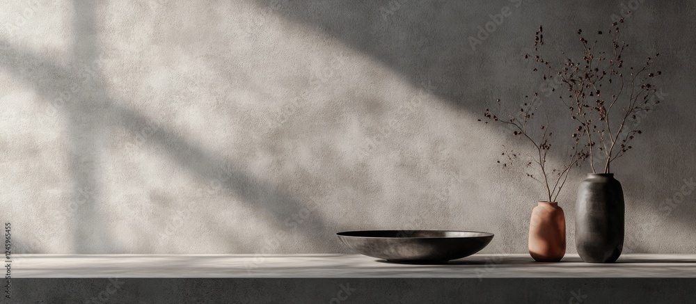 Aufkleber modern concrete backdrop with soft lighting for stylish food and product photography showcasing eleg