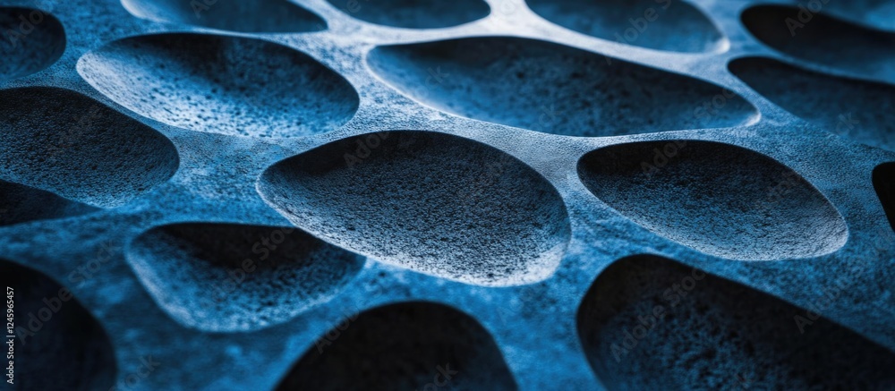 Poster textured abstract blue concrete surface with organic shapes suitable for interior design materials a