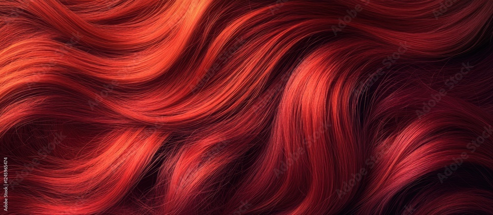 Poster vibrant red curly hair texture creating a rich and dynamic backdrop perfect for creative design and 