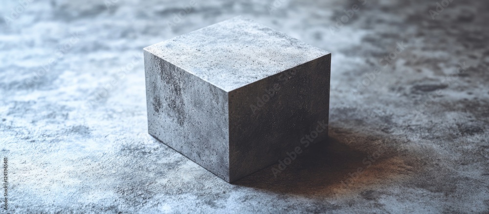 Aufkleber Concrete cube on textured floor surface showcasing construction material for architectural and design applications