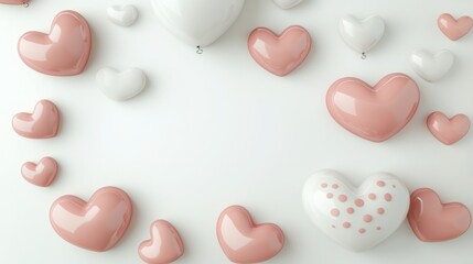 Pink and White Heart Balloons: A charming arrangement of pink and white heart-shaped balloons creates a romantic and playful atmosphere, perfect for Valentine's Day or any celebration of love.