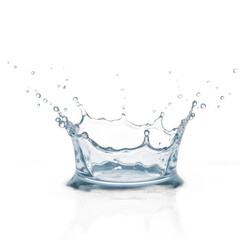 Water splash creating ripples, clear liquid radiating freshness, perfect for health or beauty themes, ideal for marketing materials. Isolated on white background or PNG