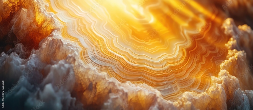 Aufkleber translucent agate stone slice showcasing vibrant concentric mineral patterns and textures ideal for 