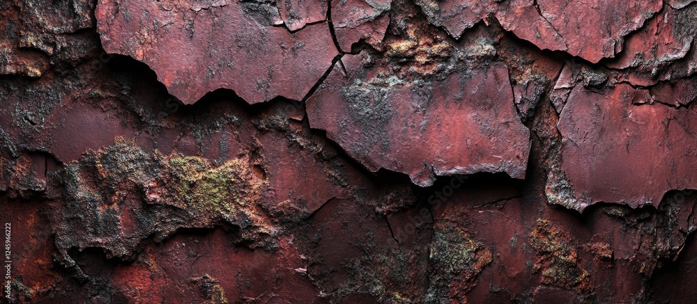 Aufkleber weathered red brick wall with cracks and texture revealing aged surface and rustic charm for archite
