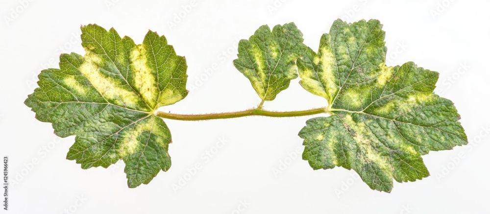 Fototapete Currant leaf with distinctive textures and colors isolated on a clean white background for botanical or design purposes.